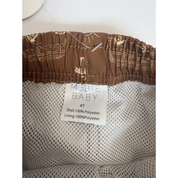 Mebie Baby Boys Swim Trunks 4T Brown Surf Bus Print UPF 50 Lined Board Shorts - Picture 7 of 7